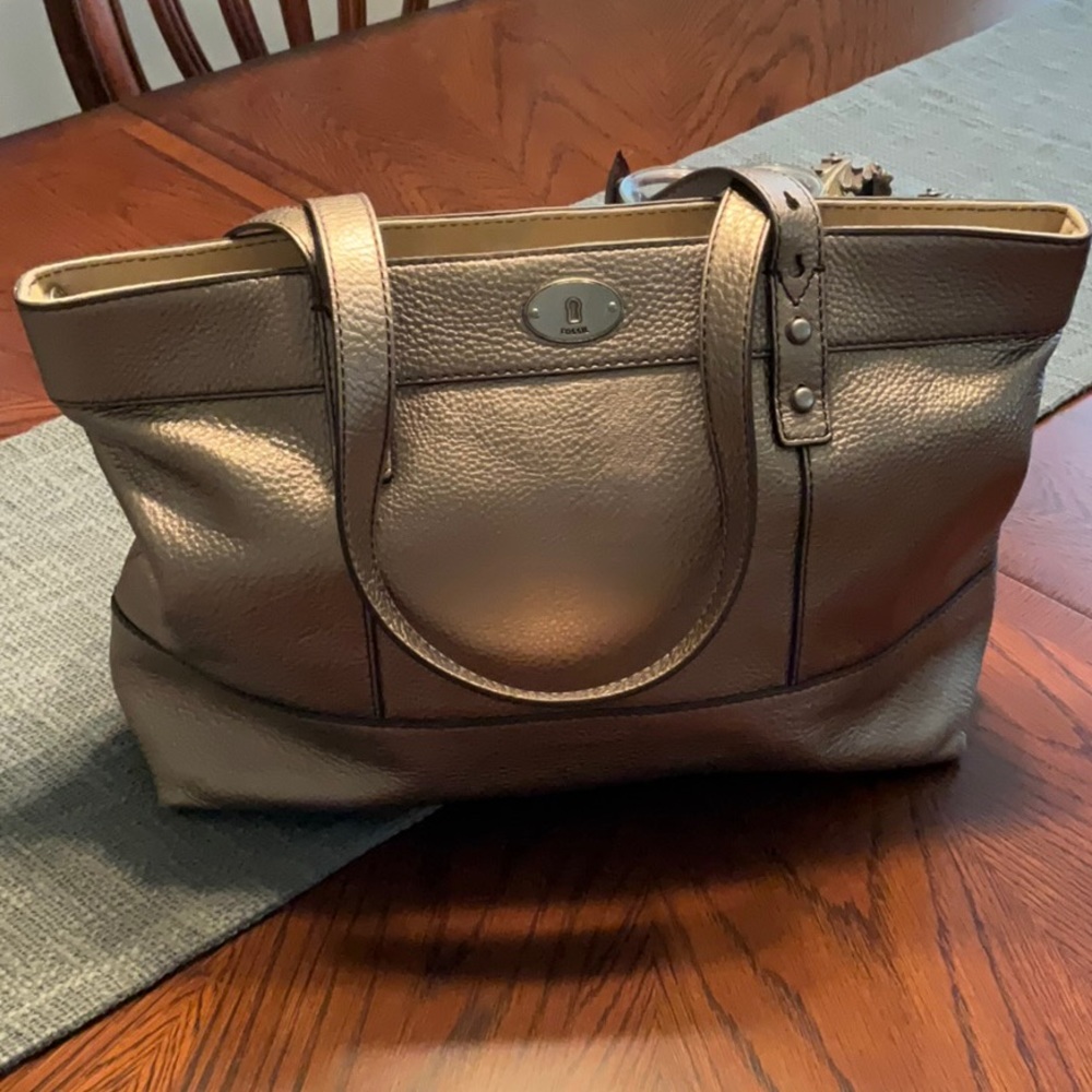 Metallic Gold Leather Fossil Tote